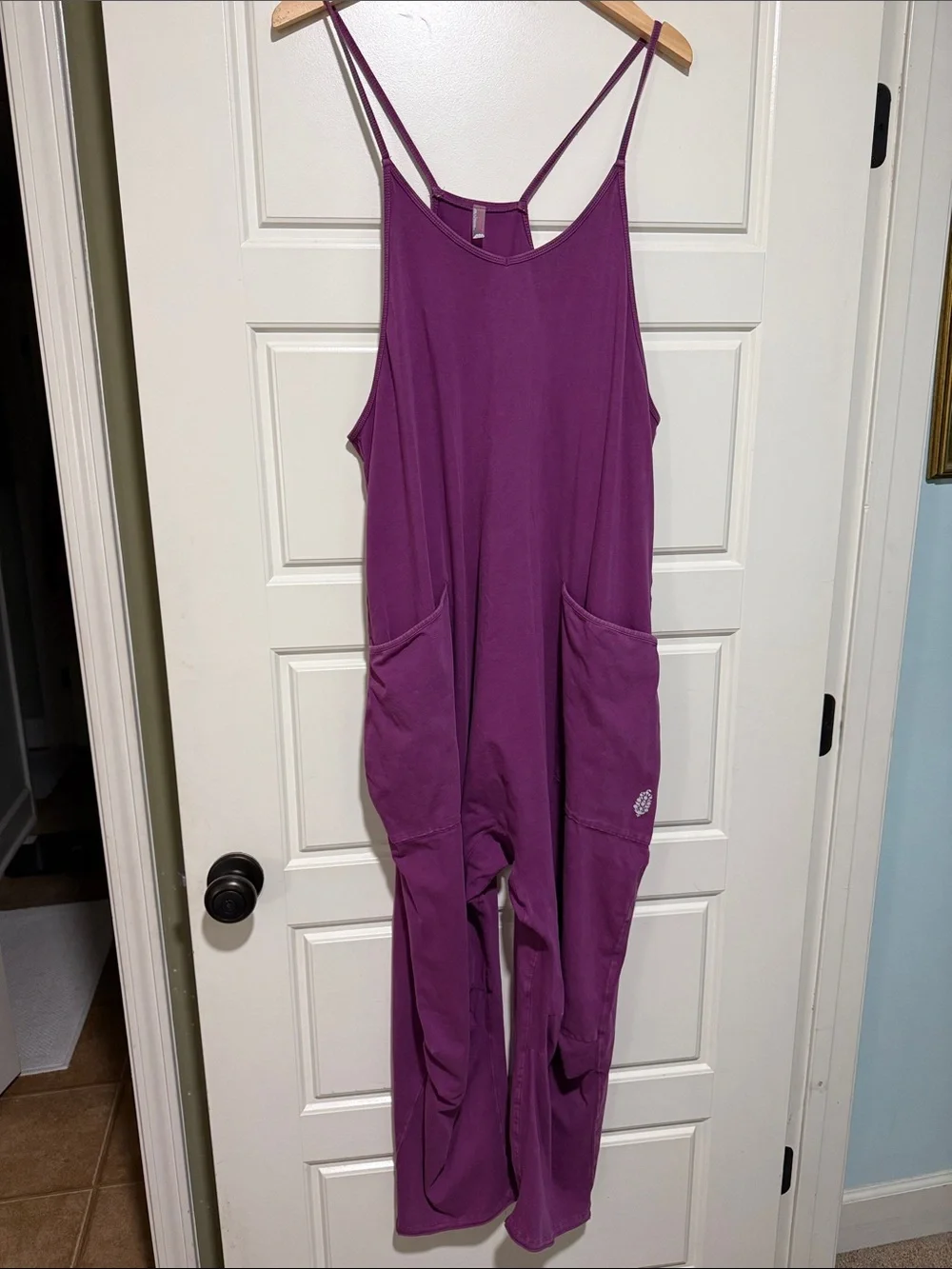 Free People Purple hot shot onesie Relaxed Pocket Jumpsuit l